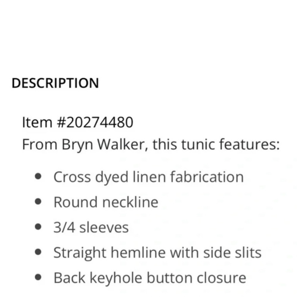 Bryn Walker Linen Bre Cross Dyed Round Neck Lagenlook Tunic Top Size 1X - Picture 5 of 15